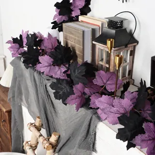 Halloween Black and Purple Maple Garland, 1.8 m