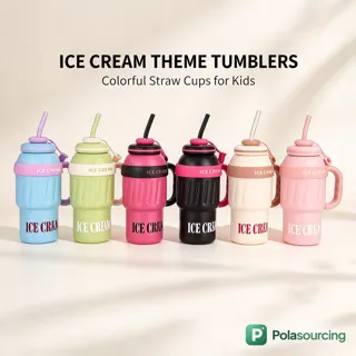 Ice Cream Design Insulated Tumbler with Straw