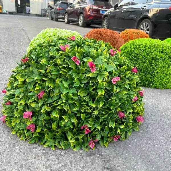 Large Artificial Grass and Flower Balls, 40–70 cm