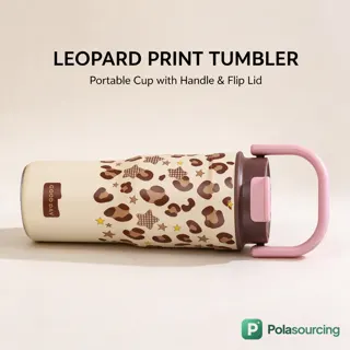 Leopard Print Tumbler with Carry Handle