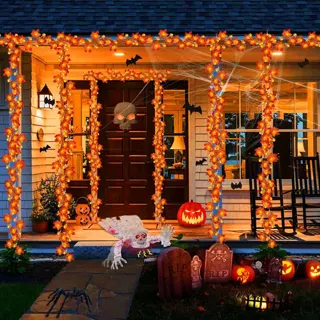 Maple Leaf and Pumpkin String Lights