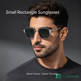 Metal Rectangle Polarized Sunglasses with Hollow Temples