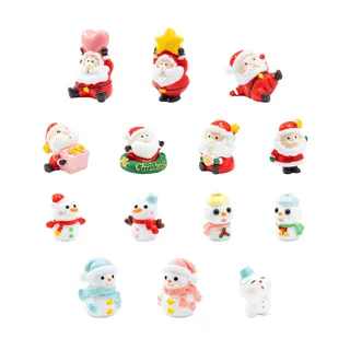 Mini Resin Santa and Snowman Figurines
