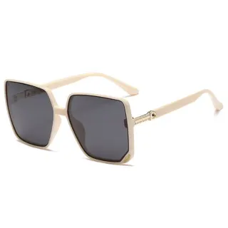 Oversized Polarized Sunglasses with Metal Temple Detail