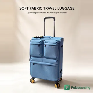 Oxford Fabric Softside Suitcase with Front Pockets