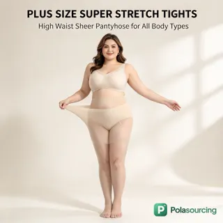 Plus-Size Sheer Tights with Double Gusset