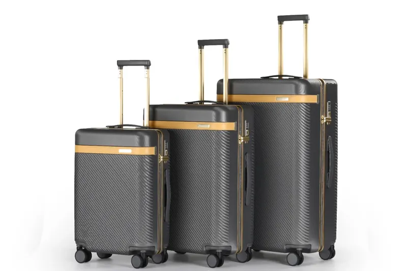 Hardshell Luggage Set with Gold Trim, 3 Pieces