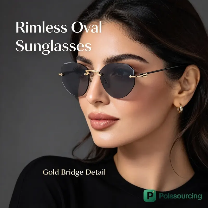 Rimless Cut-Edge Sunglasses with Slim Temples