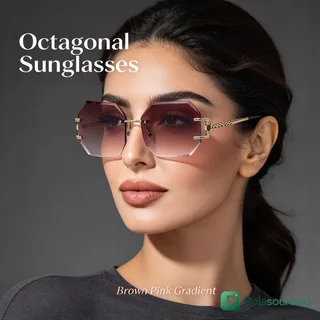 Rimless Octagon Gradient Sunglasses