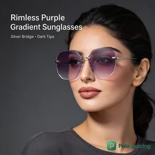 Rimless Oversized Gradient Sunglasses, Women