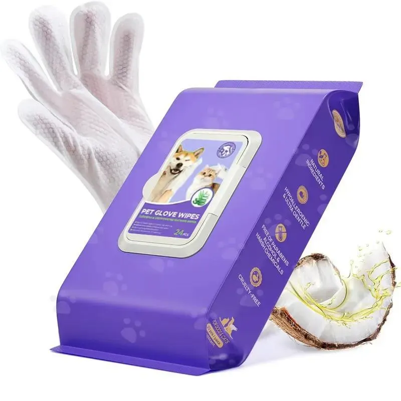 Rinse-Free Pet Grooming Wipe Gloves