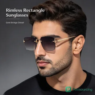 Semi-Rimless Rectangle Photochromic Sunglasses