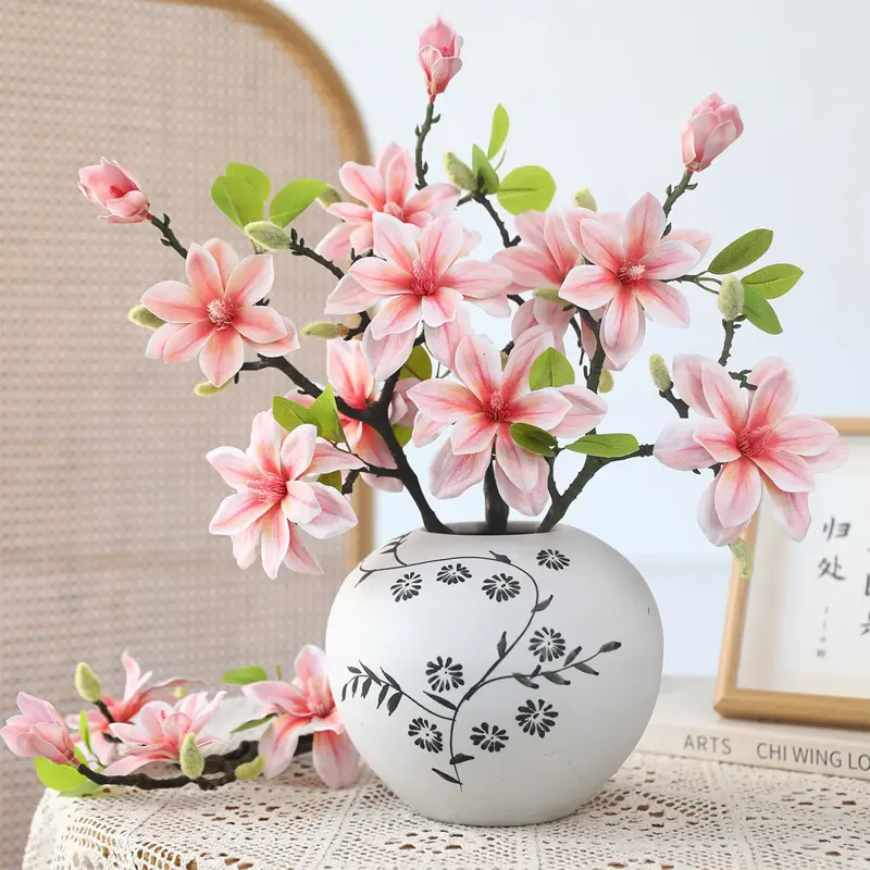 Silk Magnolia Flower Branch, 40 cm