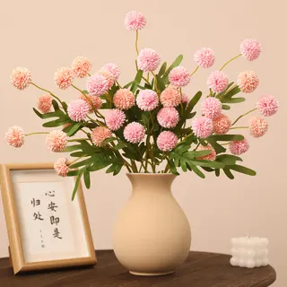 Silk Pompom Chrysanthemum Stems