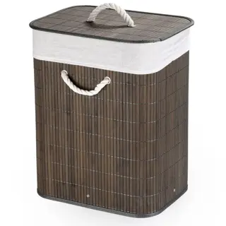 Dark Brown Bamboo Laundry Hamper with Lid