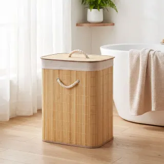Natural Bamboo Laundry Hamper with Lid