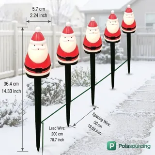 Solar Santa Pathway Stake Lights, 5 Pack
