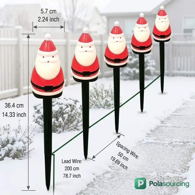 Solar Santa Pathway Stake Lights, 5 Pack