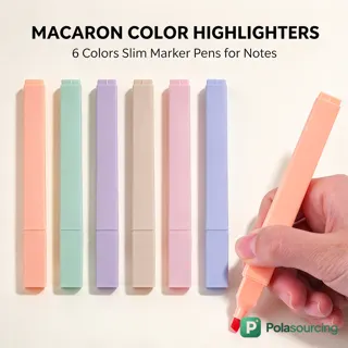 Square Barrel Pastel Highlighters, Box of 6