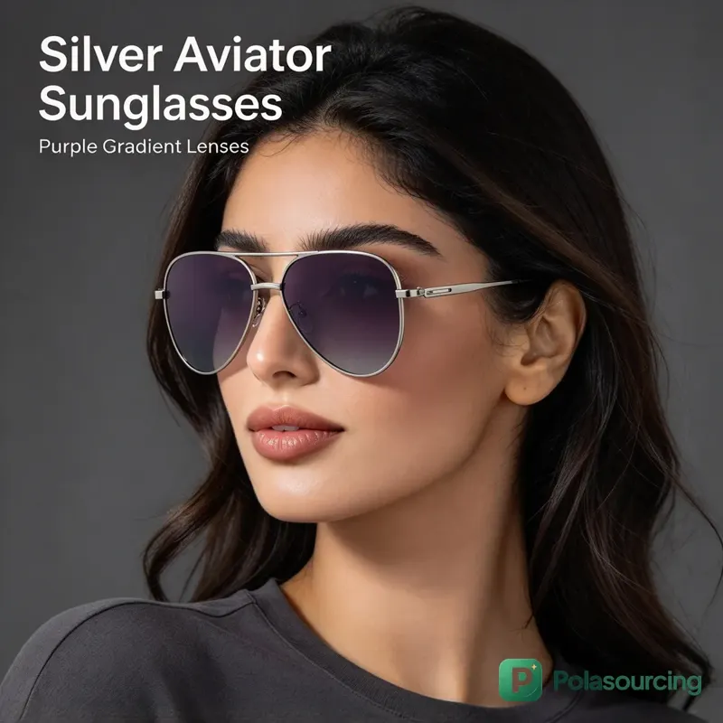 Stainless Steel Aviator Polarized Sunglasses