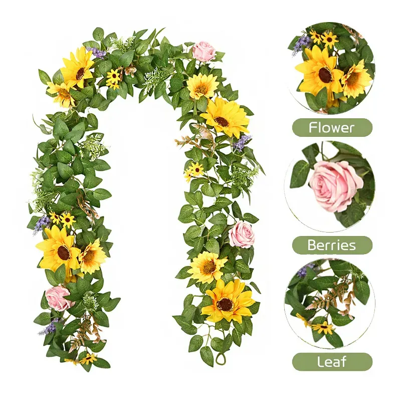 Sunflower and Rose Garland, 2 m