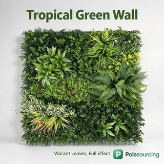 UV-Resistant Artificial Green Wall with Flowers, 1 × 1 m
