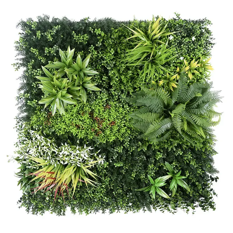 UV-Resistant Artificial Green Wall with Flowers, 1 × 1 m