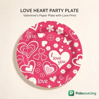 Valentine Hearts Paper Plates and Party Tableware Set