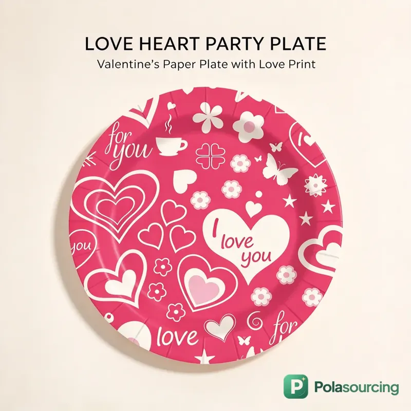 Valentine Hearts Paper Plates and Party Tableware Set