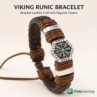 Viking Compass Braided Leather Bracelet