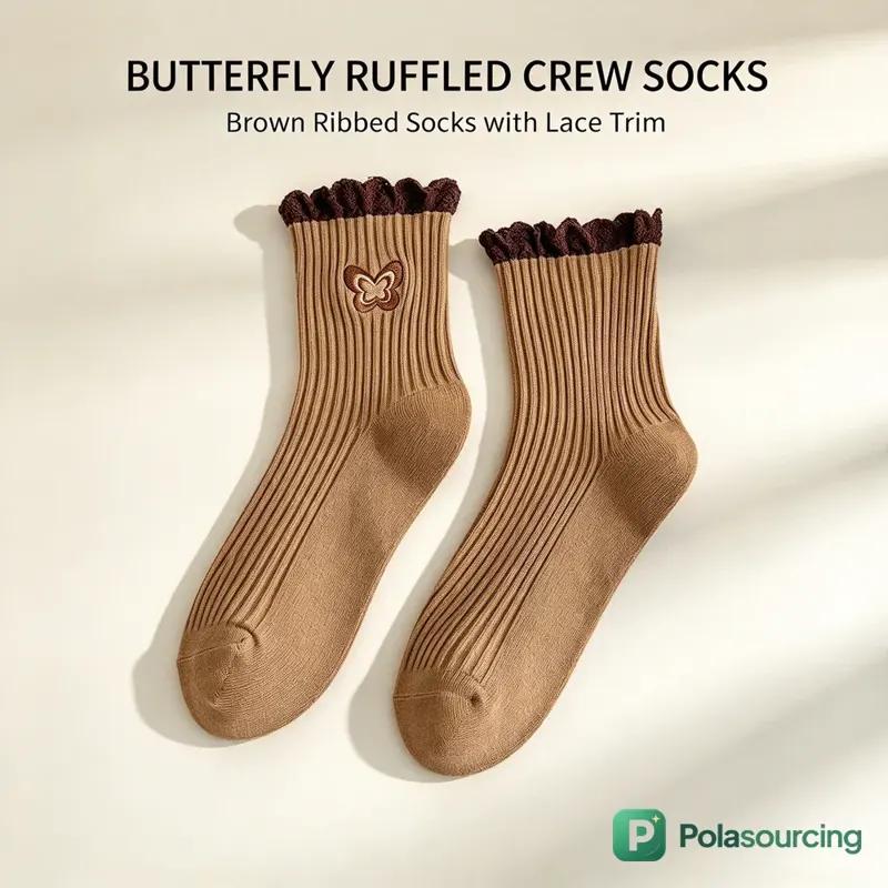 Women's Ruffle Trim Mid-Calf Socks with Bow